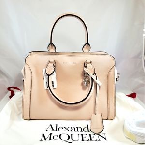 NWT$1295 Alexander McQueen Small Pebbled Leather Padlock Satchel Crossbody Bag